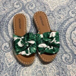 Olivia Miller Green Sandals with Bow Detail
